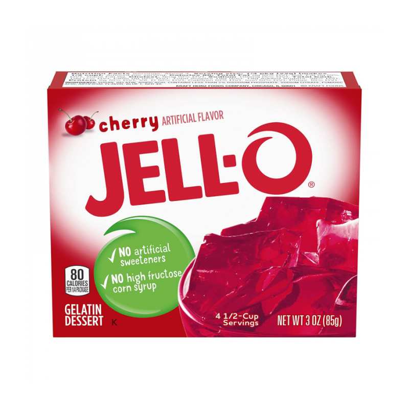 Dessert gelatin JELL-O cherry flavored