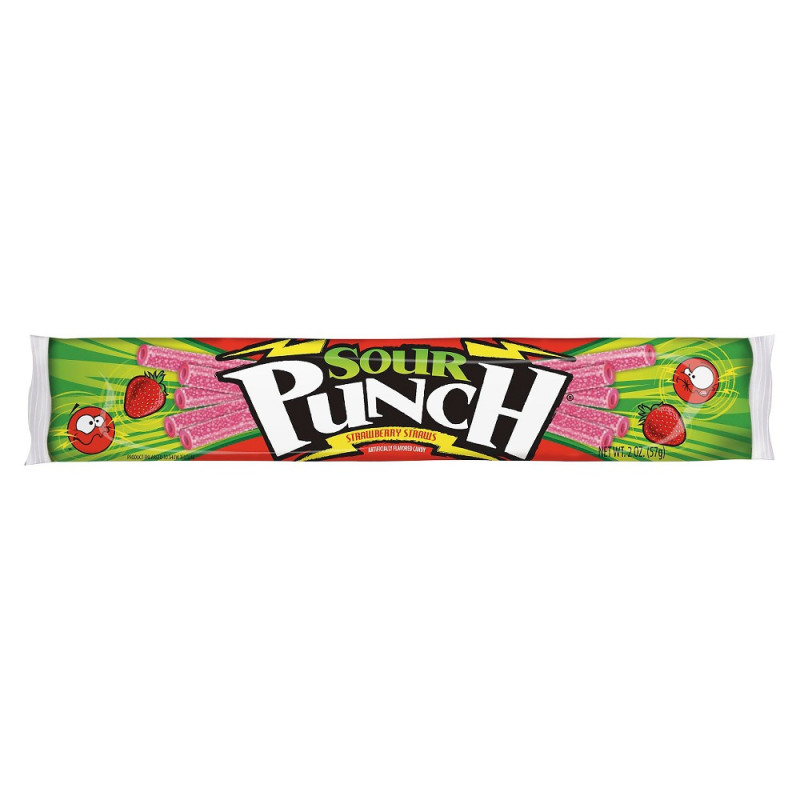 Želejkonfekte Sour Punch Straws Strawberry 57g
