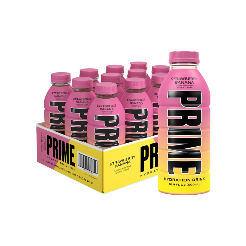 Dzēriens PRIME Strawberry Banana 500ml