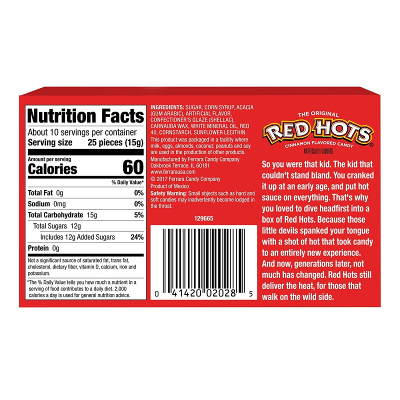 Konfektes Red Hots ar kanēli 156g