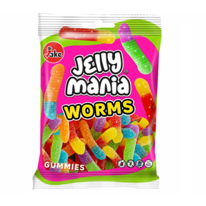 Sveramās želejkonfektes Jelly Mania Sugared Sour Worms 1kg