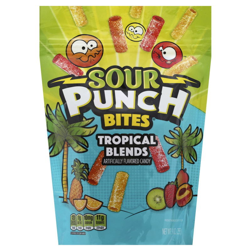 Želejkonfektes Sour Punch BITES Tropical Blends 105g