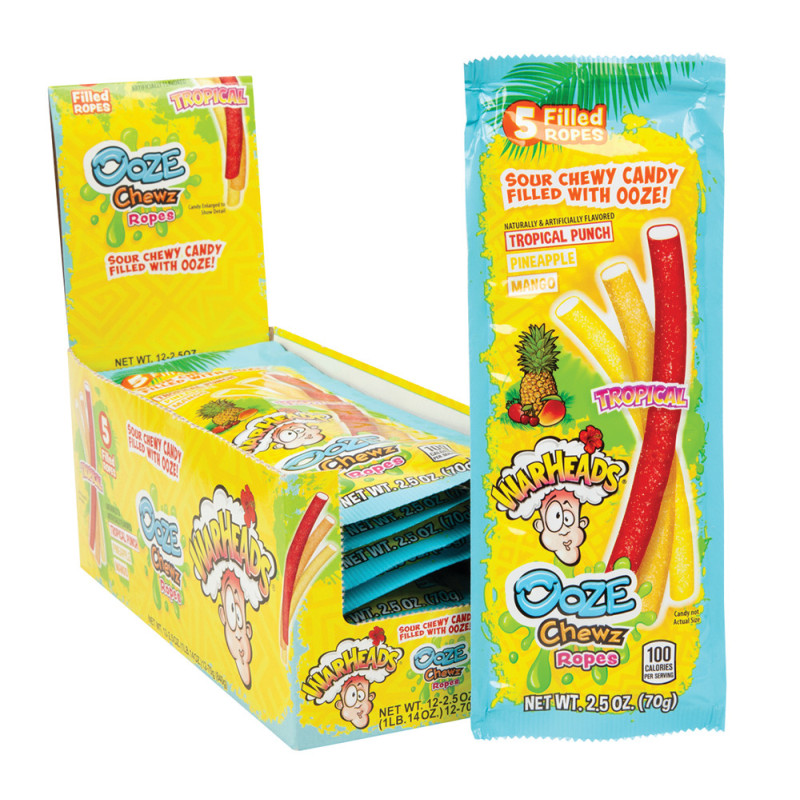 Jelly candies Warheads Ooze Tropical Ropes 70g.