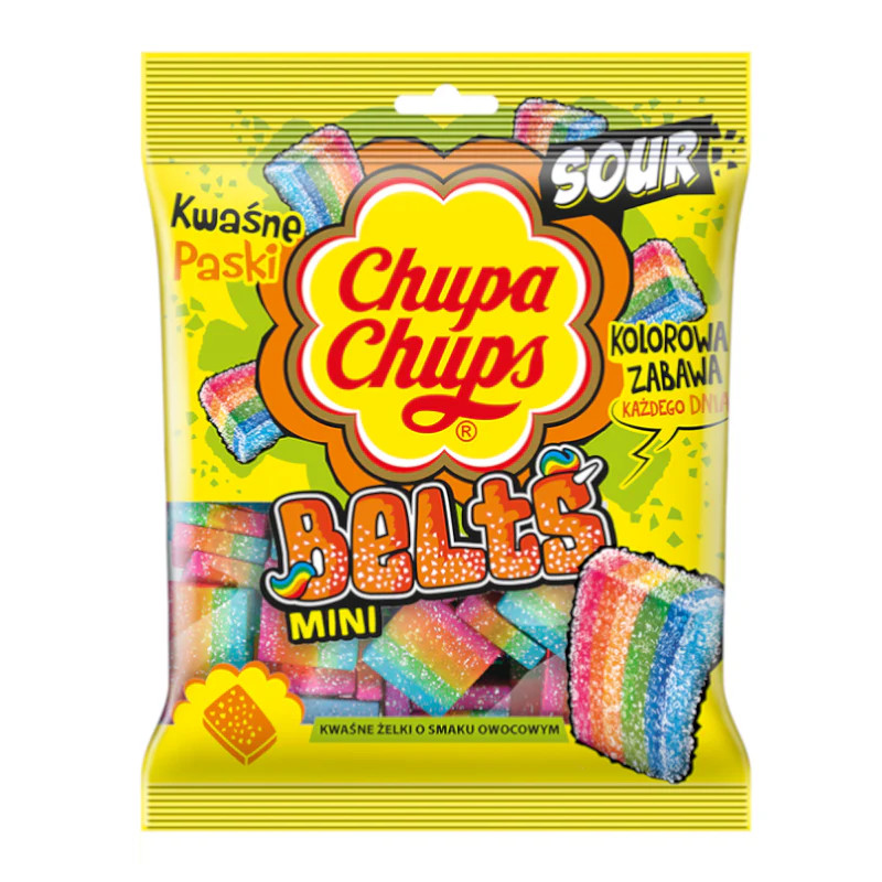 Želejkonfektes Chupa Chups Sour Belts mini 90g