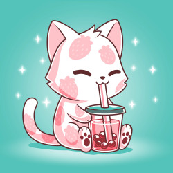 Home||Boba Cat Strawberry and Peach Boba Tea 320ml