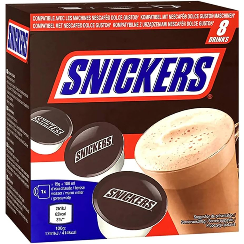 Karstās šokolādes kapsulas Snickers 8x15g