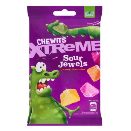 Želejkonfektes Chewits Xtreme Sour Jewels 125g