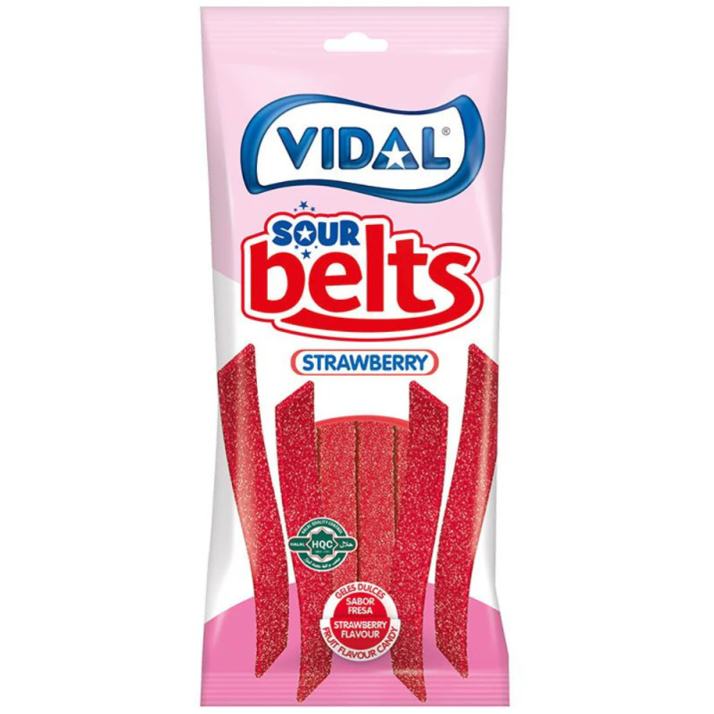 Želejkonfektes Vidal skābās Zemeņu jostas 90g