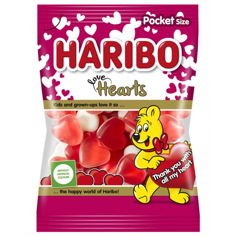 Želejkonfektes Haribo Love Hearts 100g