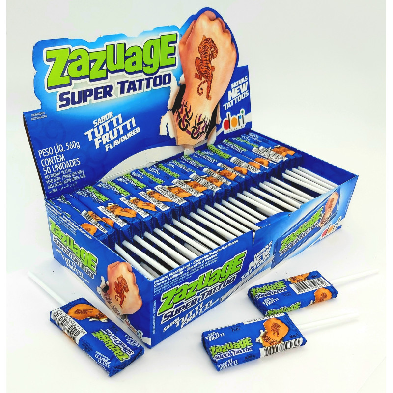 Košļājamā gumija Zazuage tattoo ar Tutti Frutti g. 11,2g