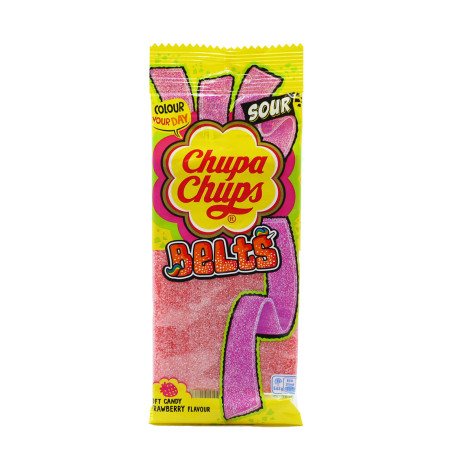 Želejkonfektes Chupa Chups Sour Belts Strawberry 90g